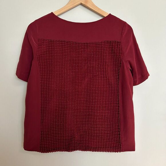 Madewell Burgundy Maroon Crochet and Silk Top - Picture 4 of 10